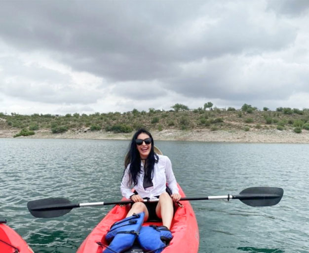 Julyssa Bojorquez in a boat